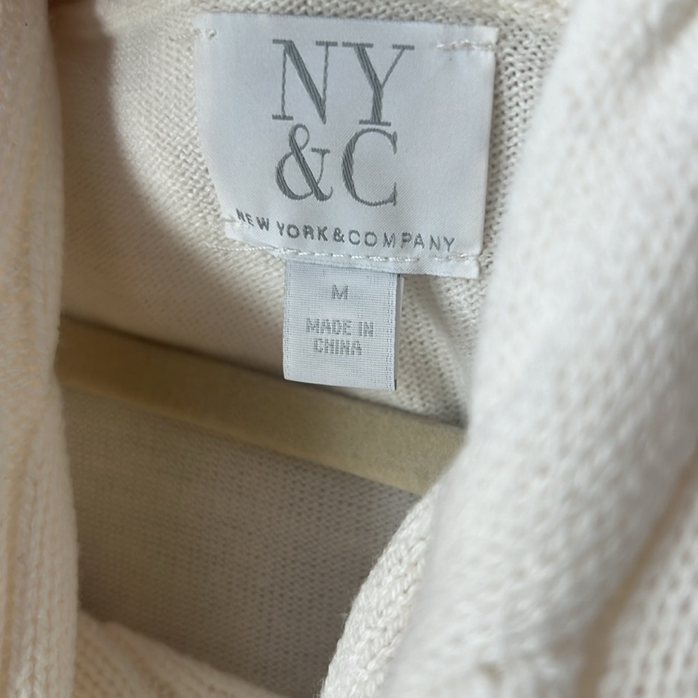 New York & Co cream cowl neck knit sweater dress - Picture 3 of 5